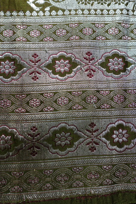2 Tone Green Silk Tanchoi Sateen Silk - Preloved