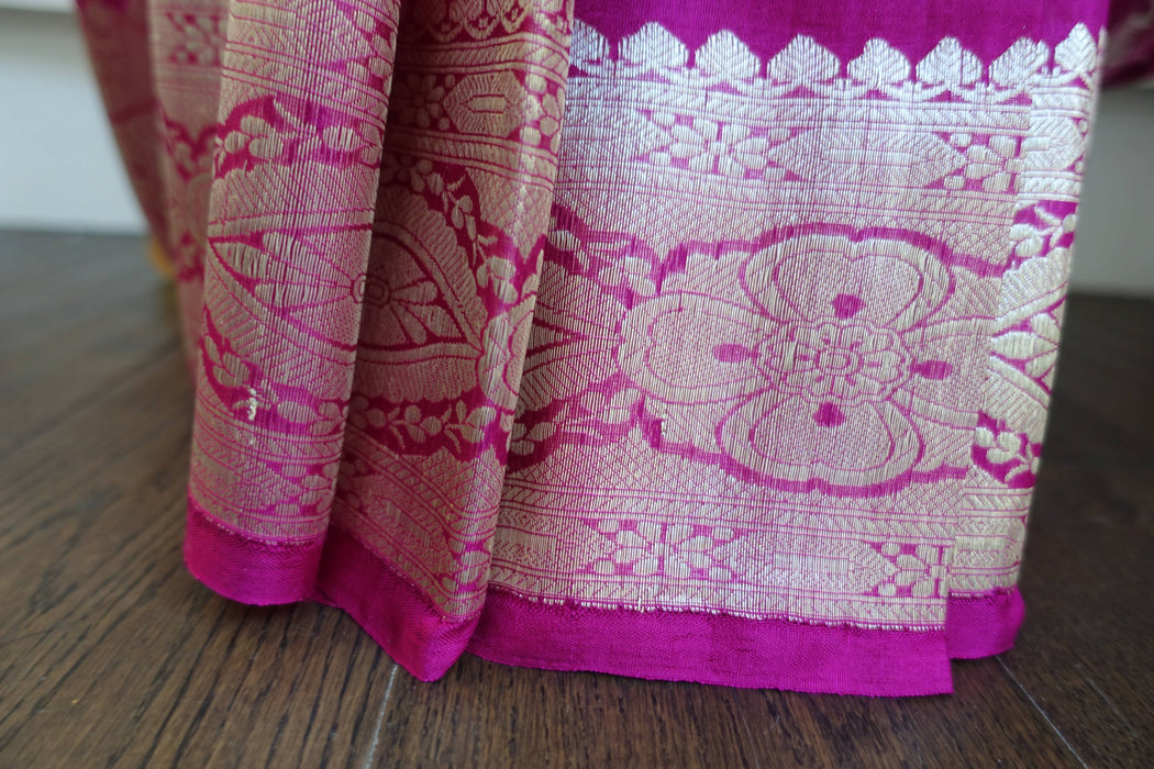 Vivid Purple Vintage Silk Blend Sari - New