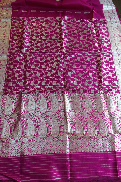 Vivid Purple Vintage Silk Blend Sari - New