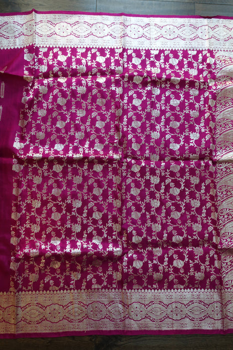 Vivid Purple Vintage Silk Blend Sari - New