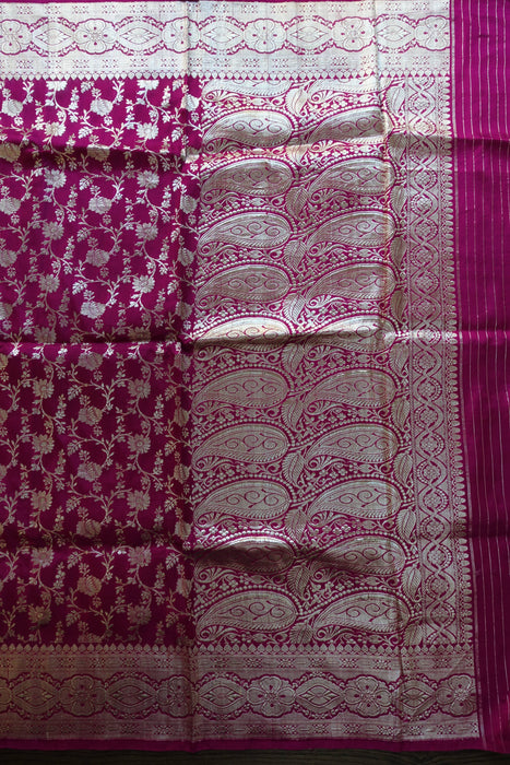 Vivid Purple Vintage Silk Blend Sari - New