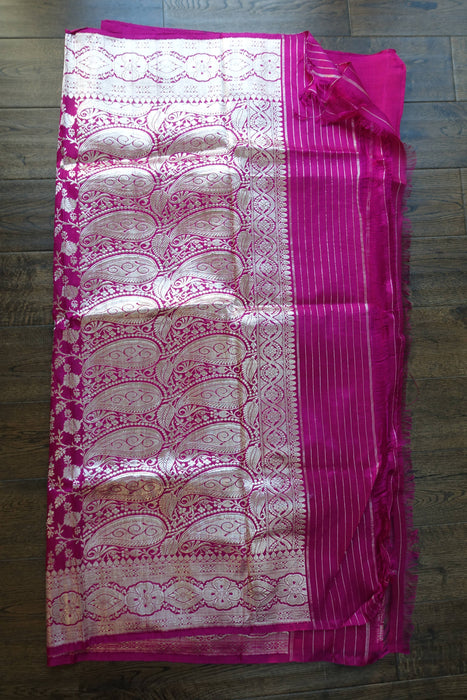 Vivid Purple Vintage Silk Blend Sari - New