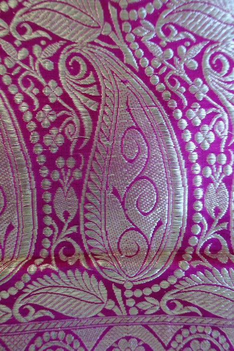 Vivid Purple Vintage Silk Blend Sari - New