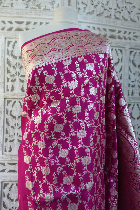 Vivid Purple Vintage Silk Blend Sari - New