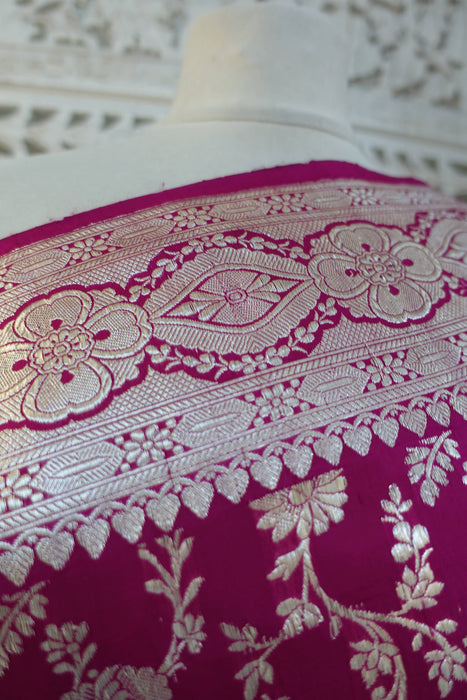 Vivid Purple Vintage Silk Blend Sari - New