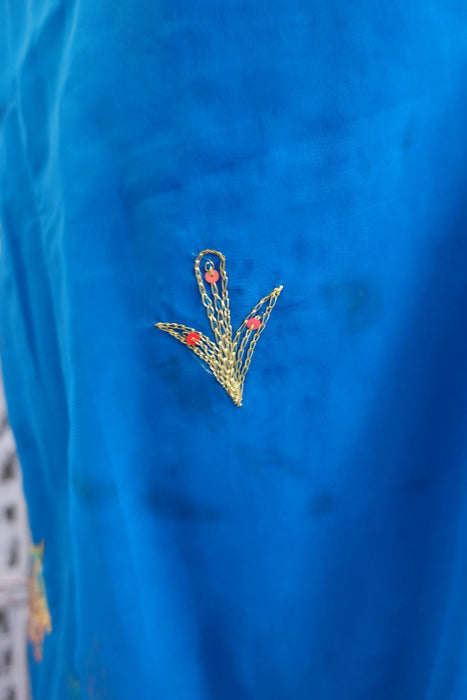 Peacock Blue Vintage Sari - Preloved