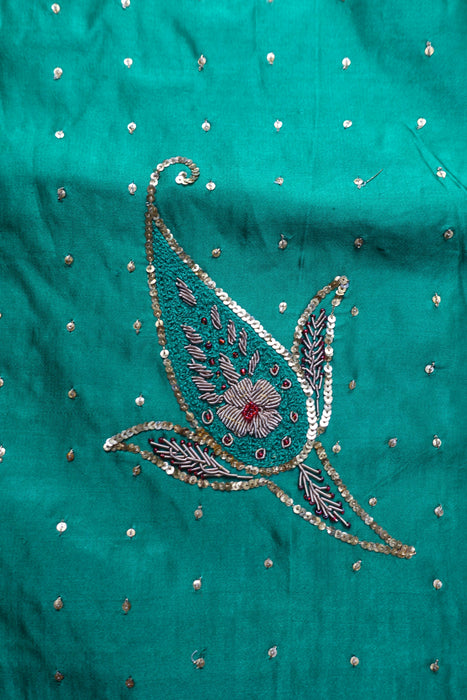 Jade Green Tanchoi Silk Vintage Sari - Preloved