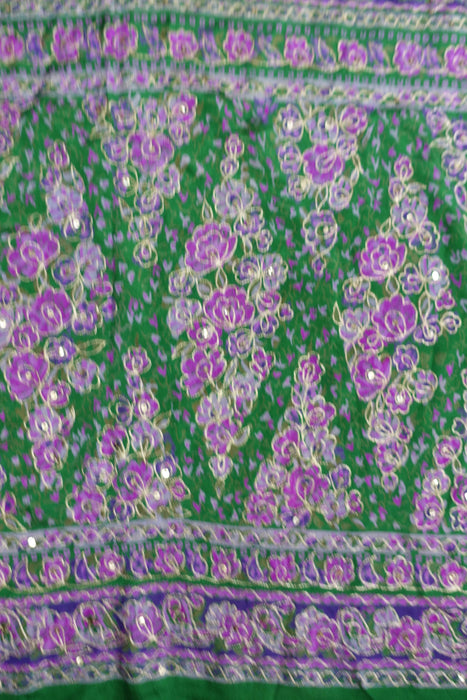 Raspberry Red Pure Vintage Printed Silk With Blouse To Fit 38 Bust - Preloved