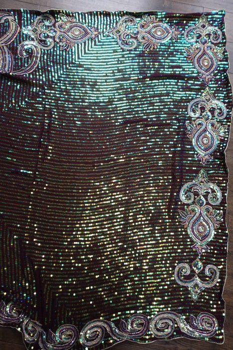 Plum Sequinned Heavy Sari - New