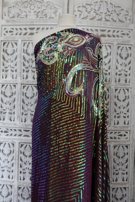 Plum Sequinned Heavy Sari - New