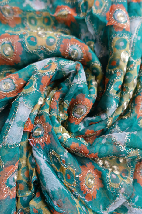 Vintage Retro Floral Print Sari - New