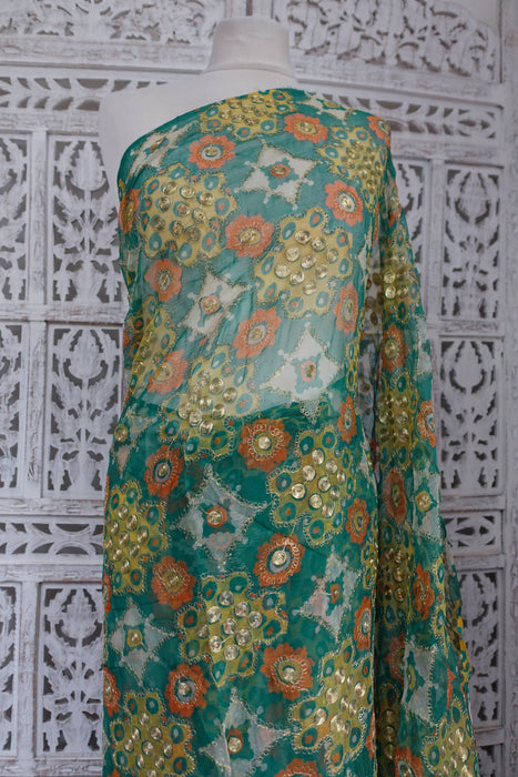 Vintage Retro Floral Print Sari - New