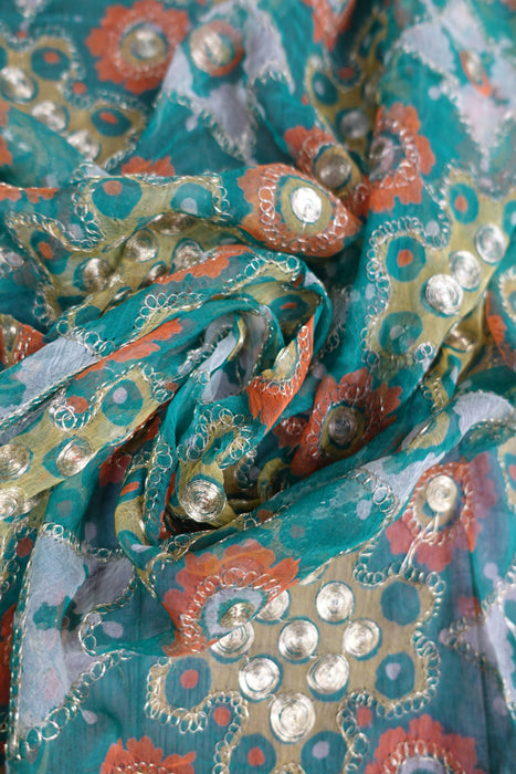 Vintage Retro Floral Print Sari - New
