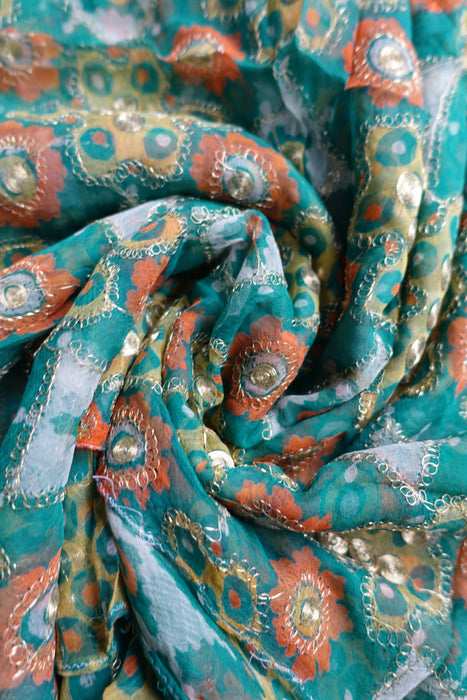 Vintage Retro Floral Print Sari - New