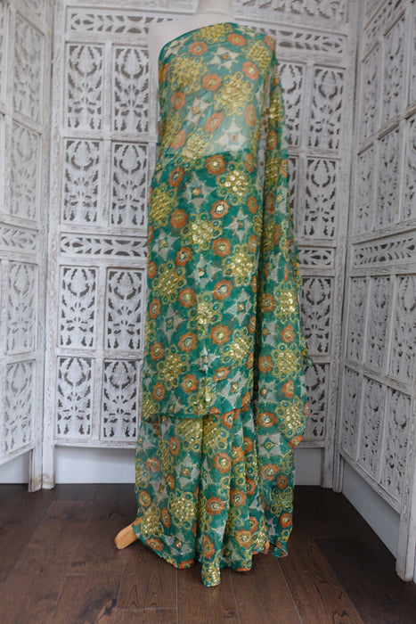 Vintage Retro Floral Print Sari - New