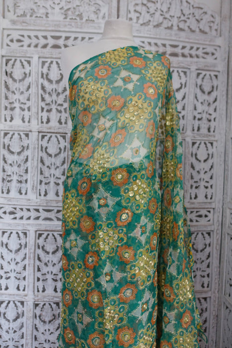 Vintage Retro Floral Print Sari - New