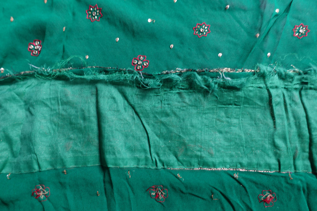 Forest Green Embellished Zardosi Sari With Blouse To Fit 36 Bust - Preloved