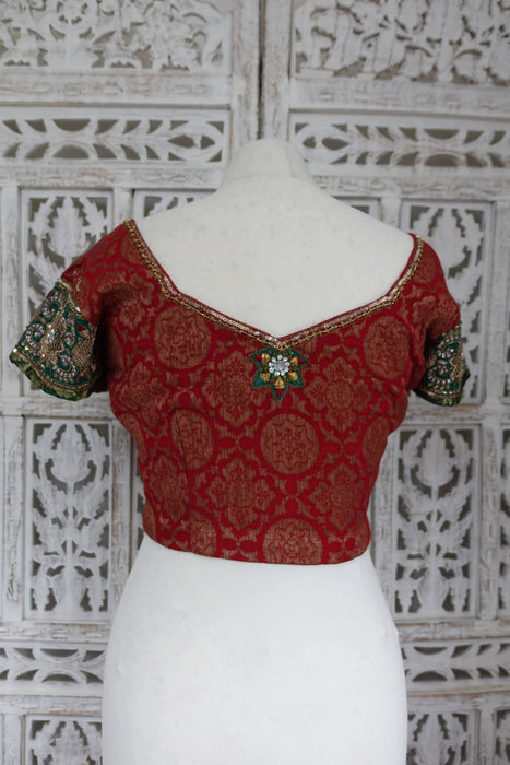 Forest Green Embellished Zardosi Sari With Blouse To Fit 36 Bust - Preloved
