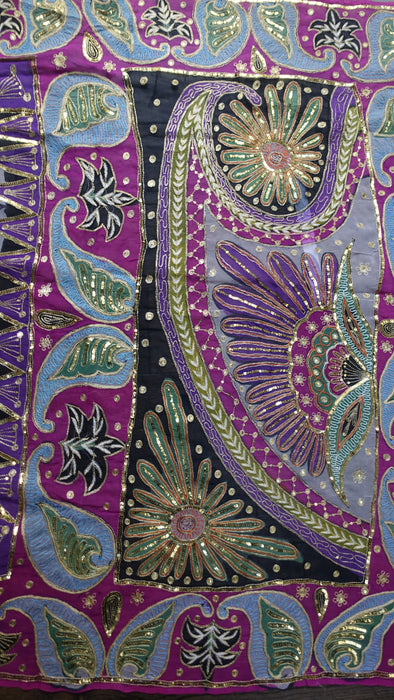 Vintage Sequinned  Colourful Sari - Preloved