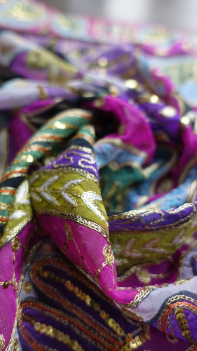 Vintage Sequinned  Colourful Sari - Preloved