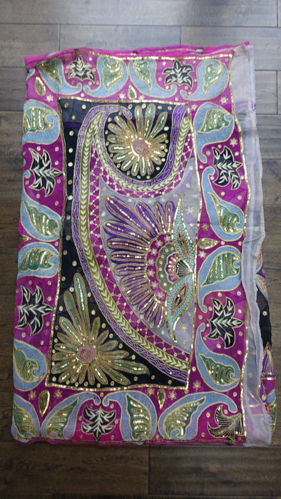 Vintage Sequinned  Colourful Sari - Preloved