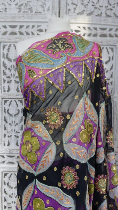 Vintage Sequinned  Colourful Sari - Preloved