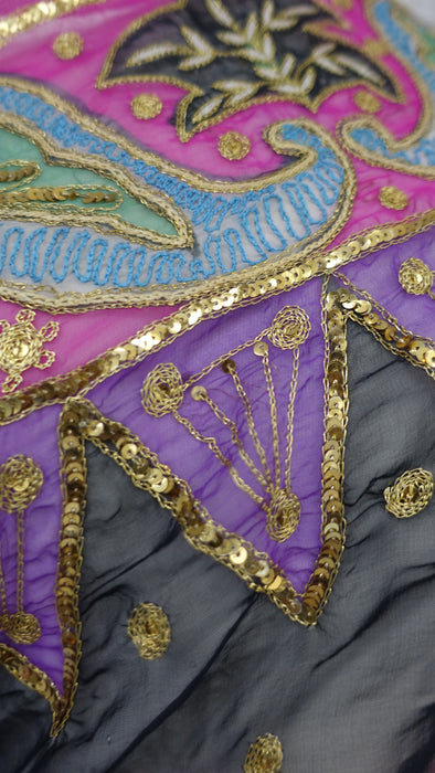 Vintage Sequinned  Colourful Sari - Preloved