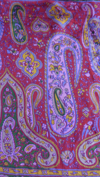 Ochre And Red Pasiely Silk Sari - New