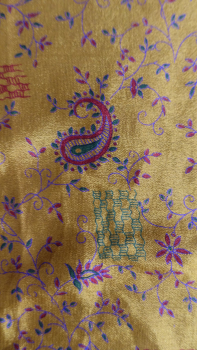 Ochre And Red Pasiely Silk Sari - New