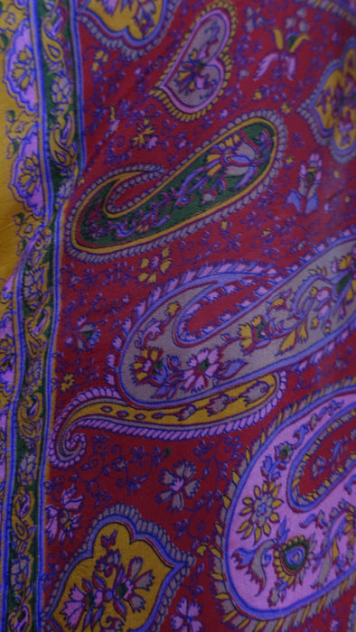 Ochre And Red Pasiely Silk Sari - New