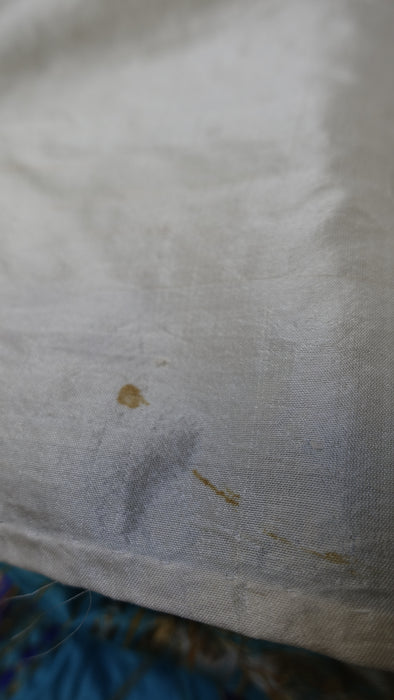 White And Blue Pure Silk Vintage Sari - New