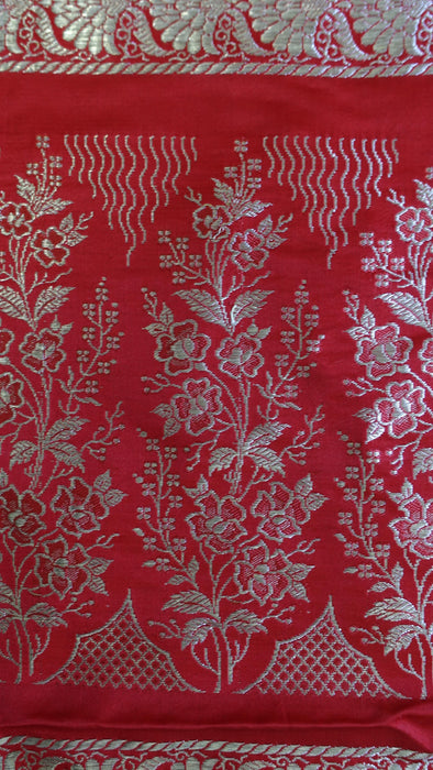 Red Brocade Vintage Wedding Sari - Preloved