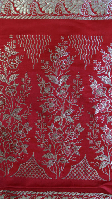Red Brocade Vintage Wedding Sari - Preloved