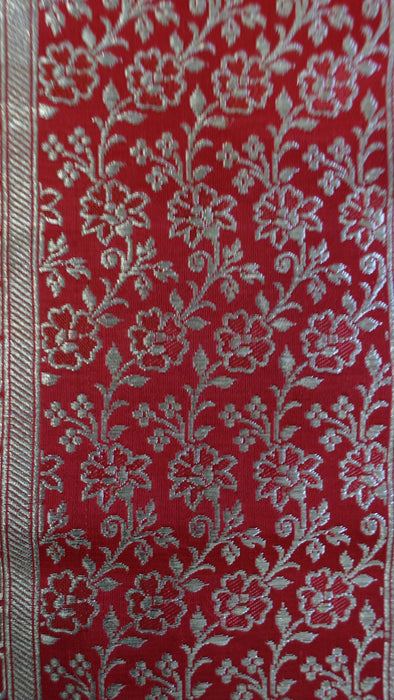 Red Brocade Vintage Wedding Sari - Preloved
