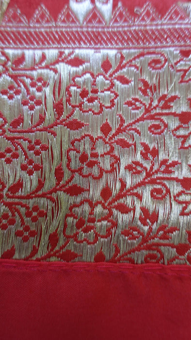 Red Brocade Vintage Wedding Sari - Preloved