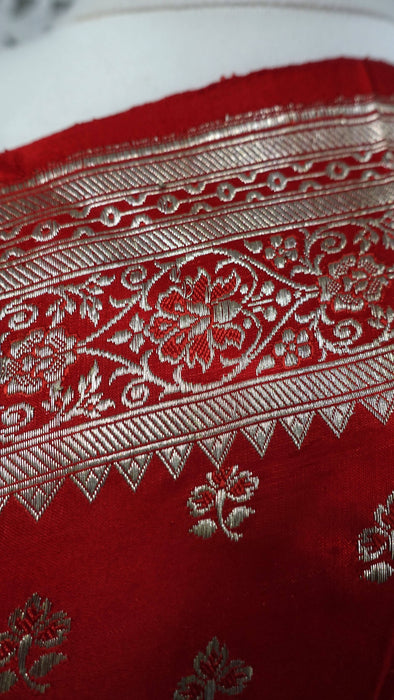 Red Brocade Vintage Wedding Sari - Preloved