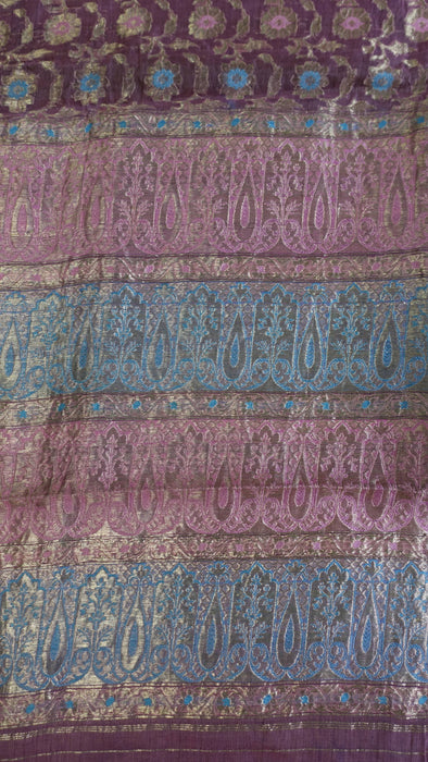Soft Pink Vintage Silk Voile Sari - Preloved