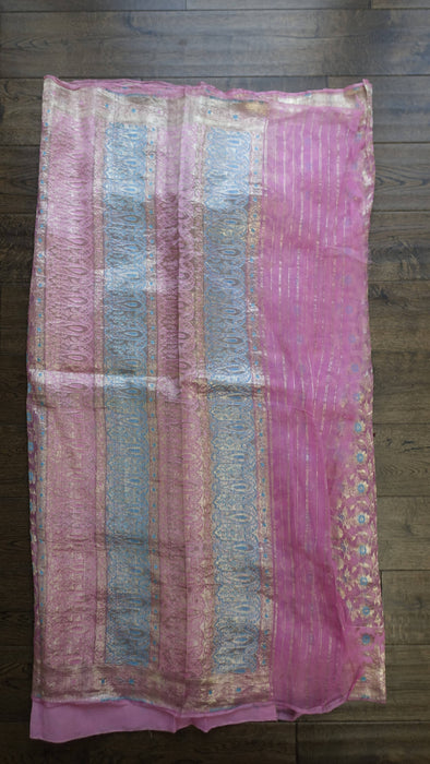 Soft Pink Vintage Silk Voile Sari - Preloved