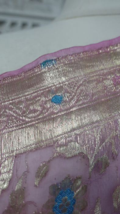 Soft Pink Vintage Silk Voile Sari - Preloved