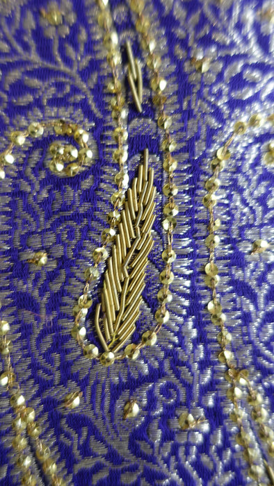 Peach And Purple Vintage Banarsi Silk With Sequins - New