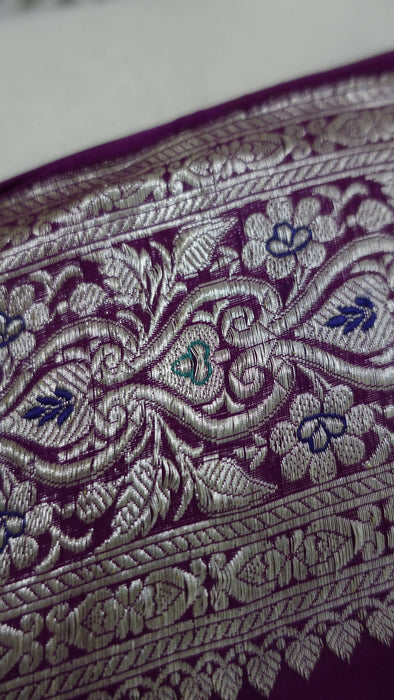Purple Silk Banarsi Sari - New