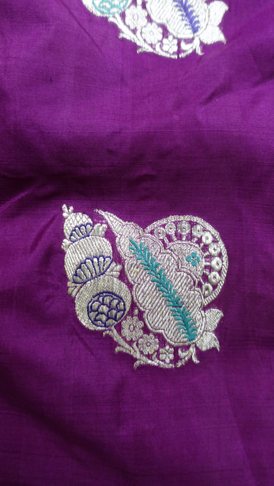 Purple Silk Banarsi Sari - New
