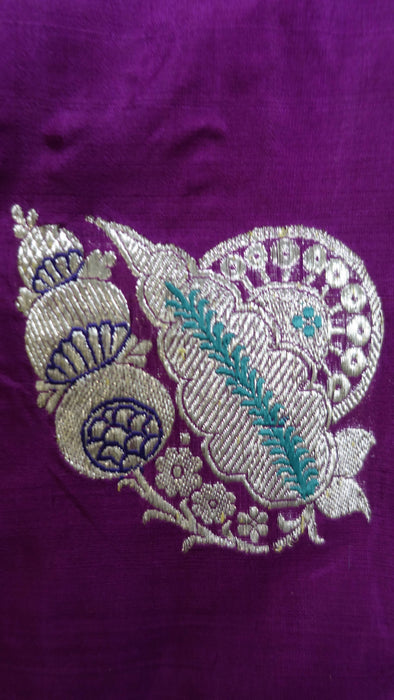 Purple Silk Banarsi Sari - New