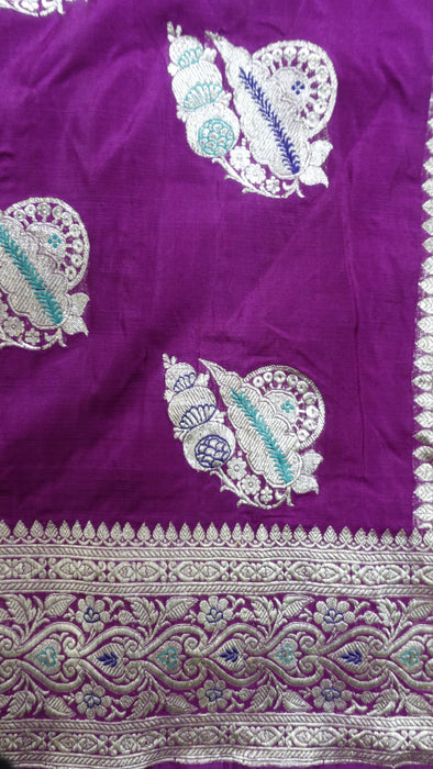 Purple Silk Banarsi Sari - New