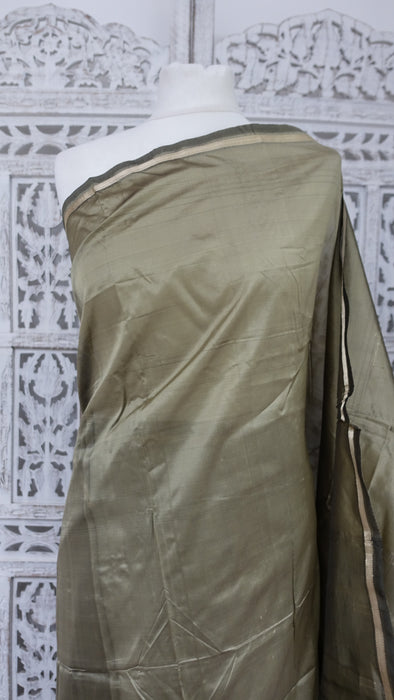 Khaki Green Silk Blend Sari - New