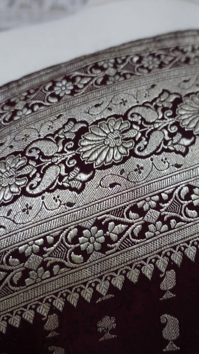 Dark Plum Vintage Heavy Sari - New