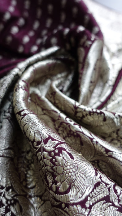 Dark Plum Vintage Heavy Sari - New