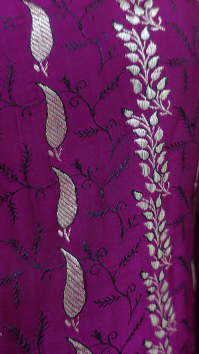 Vivid Purple Vintage Banarsai Brocade Sari - New