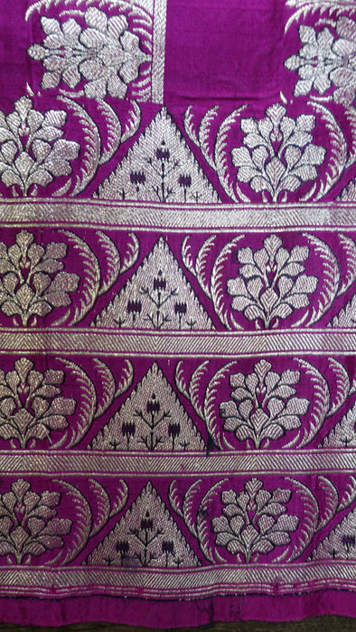Vivid Purple Vintage Banarsi Brocade Sari - New