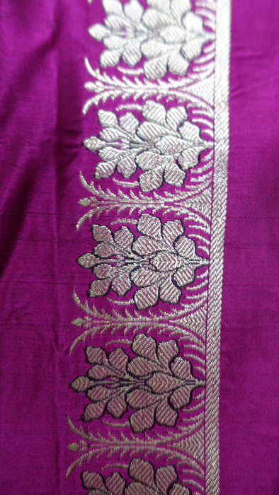Vivid Purple Vintage Banarsi Brocade Sari - New